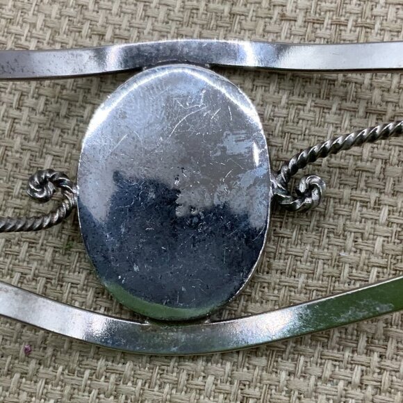 Alpaca Mexico Silver Abalone Flower Inlay Cuff Bracelet - Picture 5 of 9